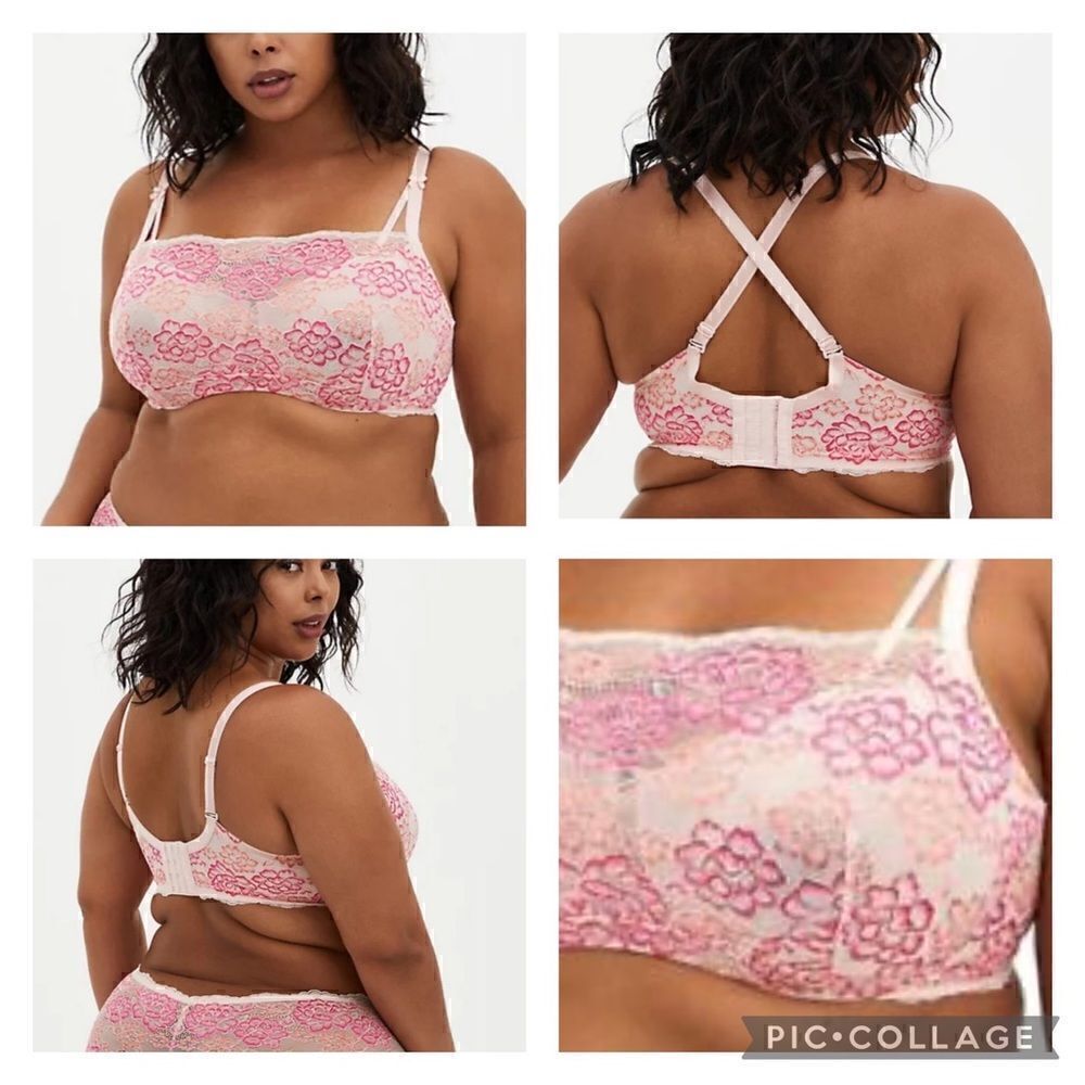 Torrid Bra BANDEAU MULTIWAY UNLINED BALCONETTE BRA - LACE PINK 48DDD